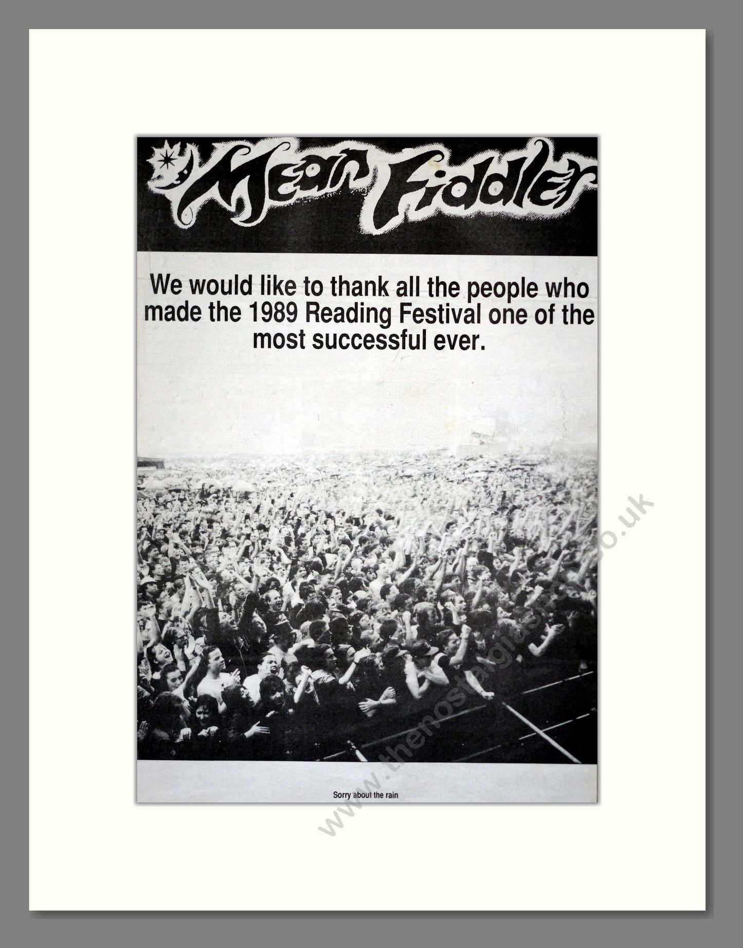 Mean Fidler - Reading Festival 1989. Vintage Advert 1989 (ref AD17460)
