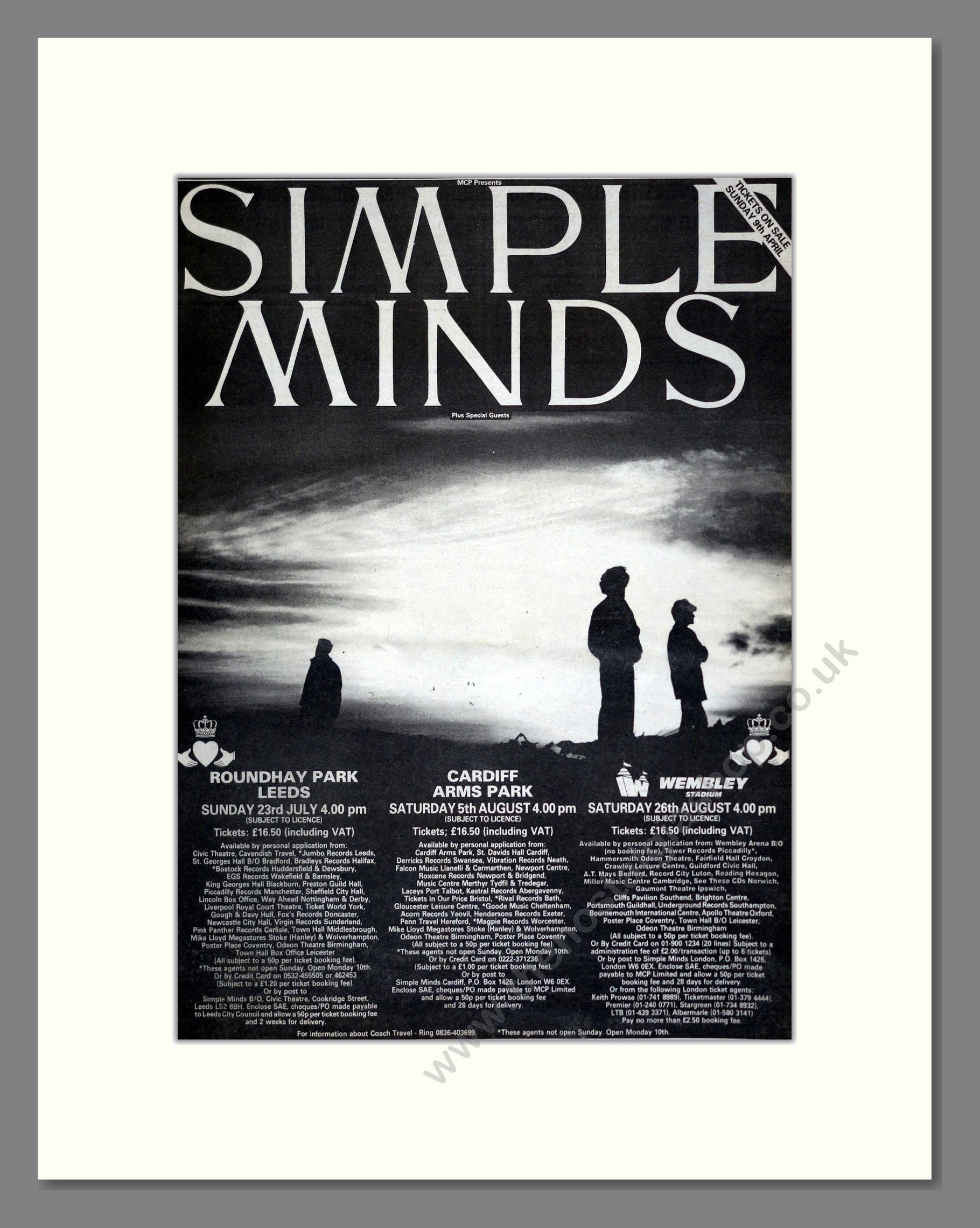 Simple Minds - UK Tour. Vintage Advert 1989 (ref AD17469)