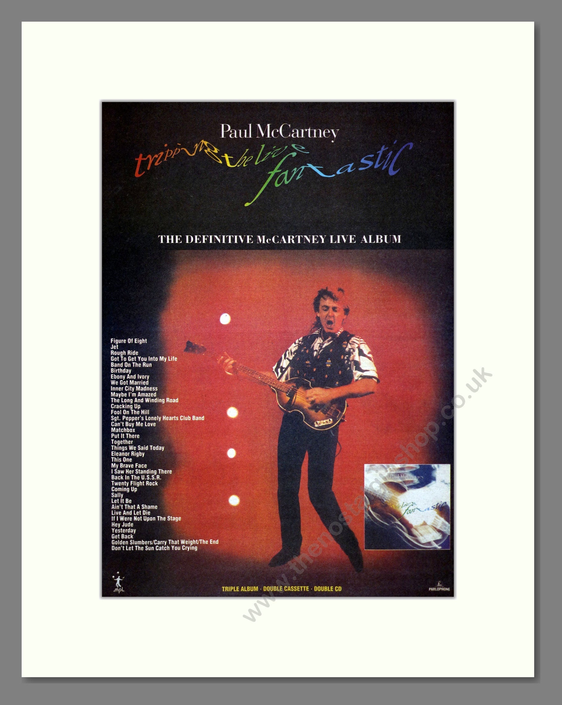 Paul McCartney - Tripping The Live Fantastic. Vintage Advert 1990