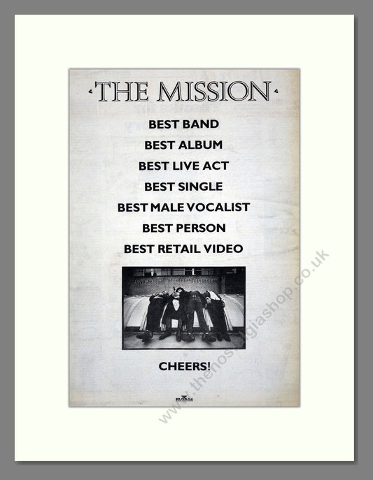 Mission (The) - Awards. Vintage Advert 1989 (ref AD17491)