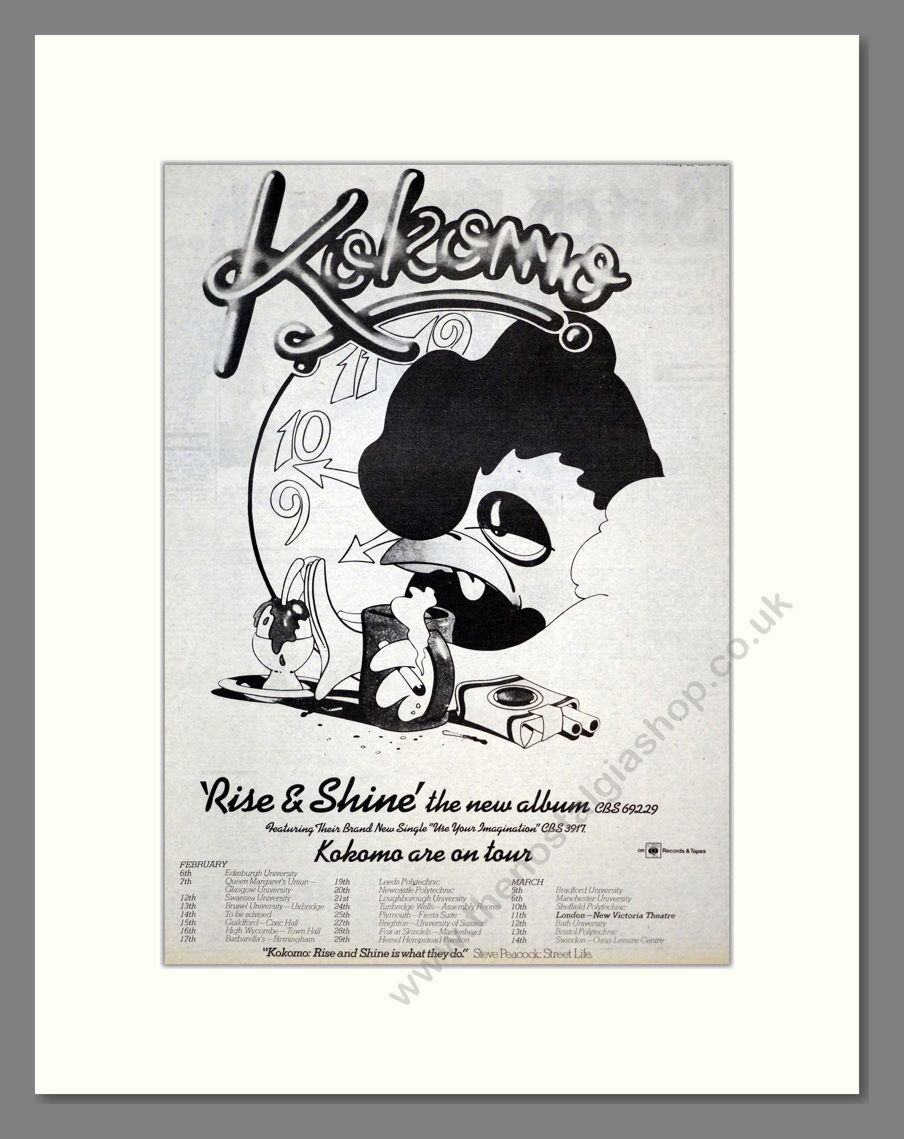 Kokomo - Rise And Shine. Vintage Advert 1976 (ref AD17534)