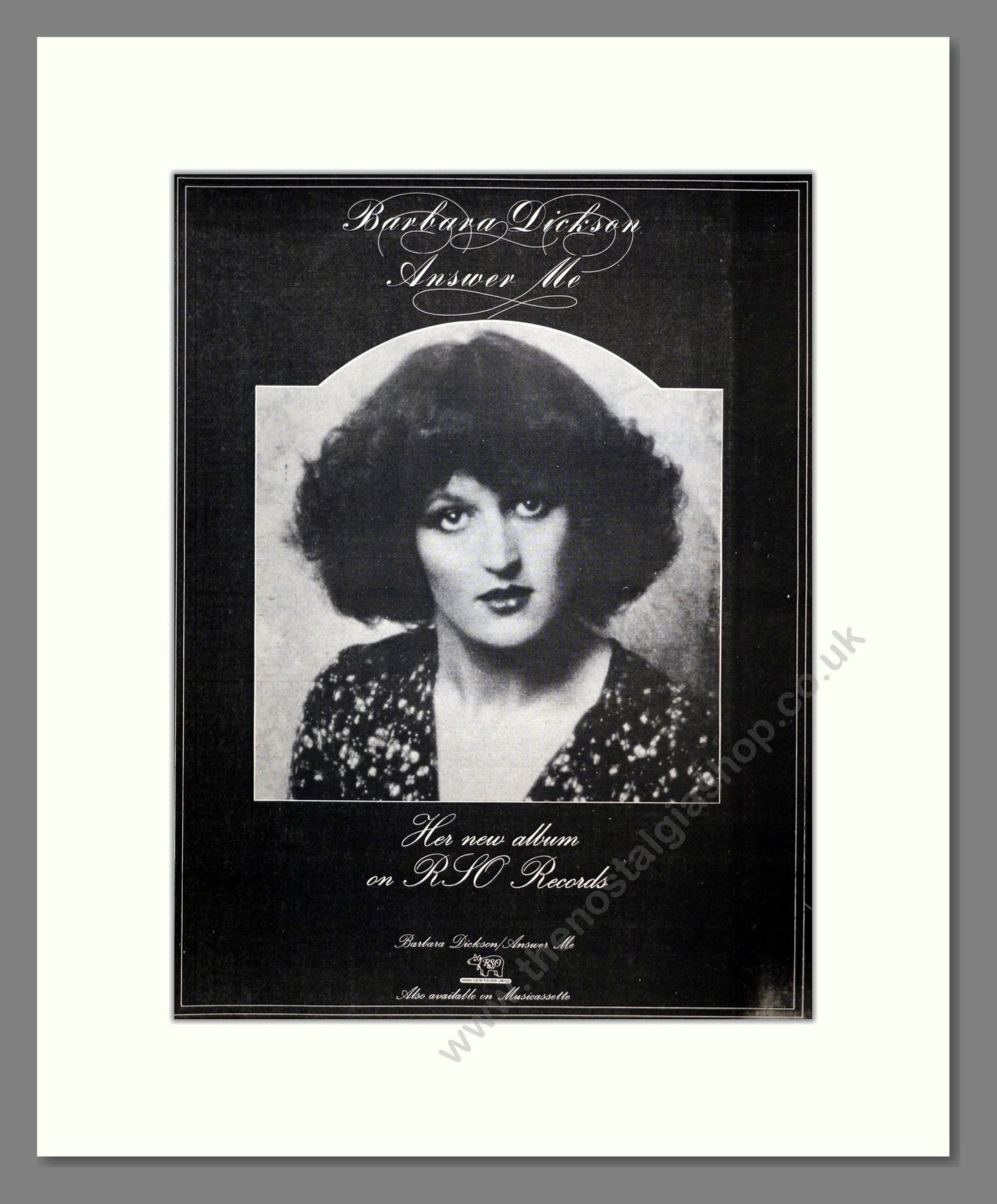 Barbara Dickson - Answer Me. Vintage Advert 1976 (ref AD17566)