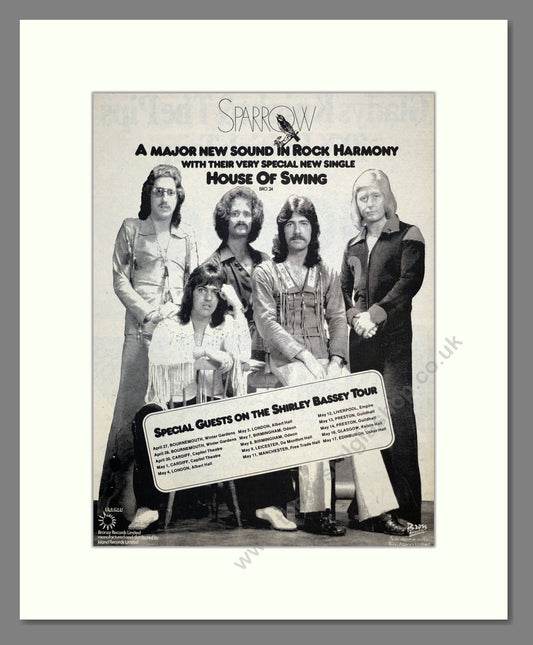 Sparrow - House Of Swing (Tour With Shirley Bassey). Vintage Advert 1976 (ref AD17568)
