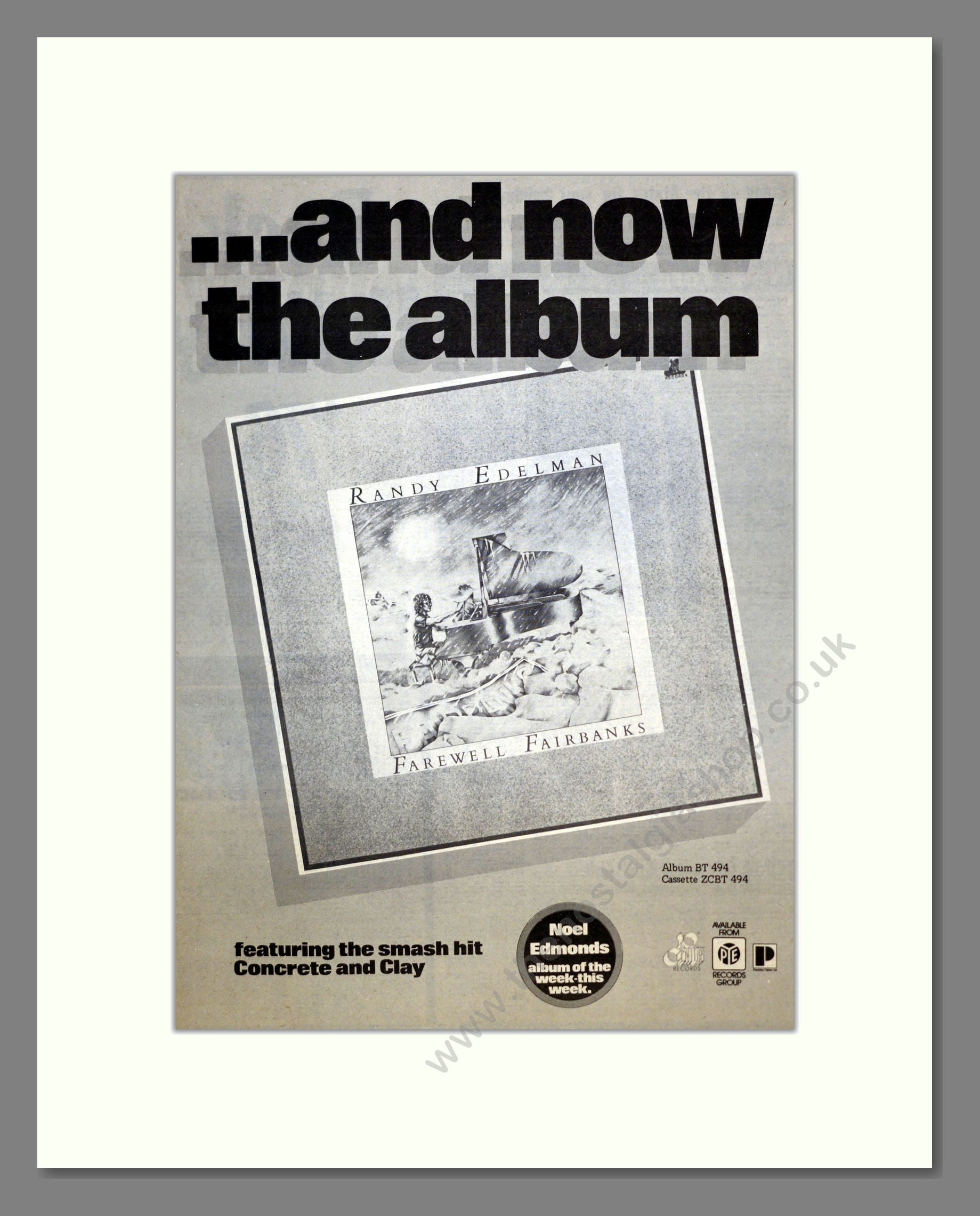 Randy Edelman - Farewell Fairbanks. Vintage Advert 1976 (ref AD17577)