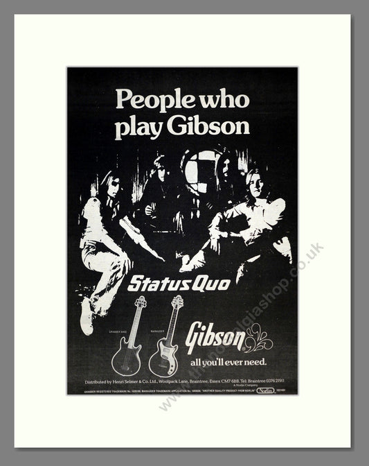 Status Quo - Gibson Guitars. Vintage Advert 1976 (ref AD17595)