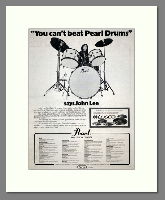 John Lee - Pearl Drums Ad. Vintage Advert 1976 (ref AD17597)