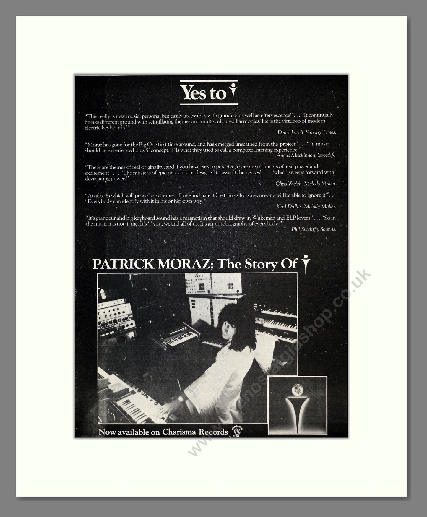 Patrick Moraz - The Story Of I. Vintage Advert 1976 (ref AD17600)