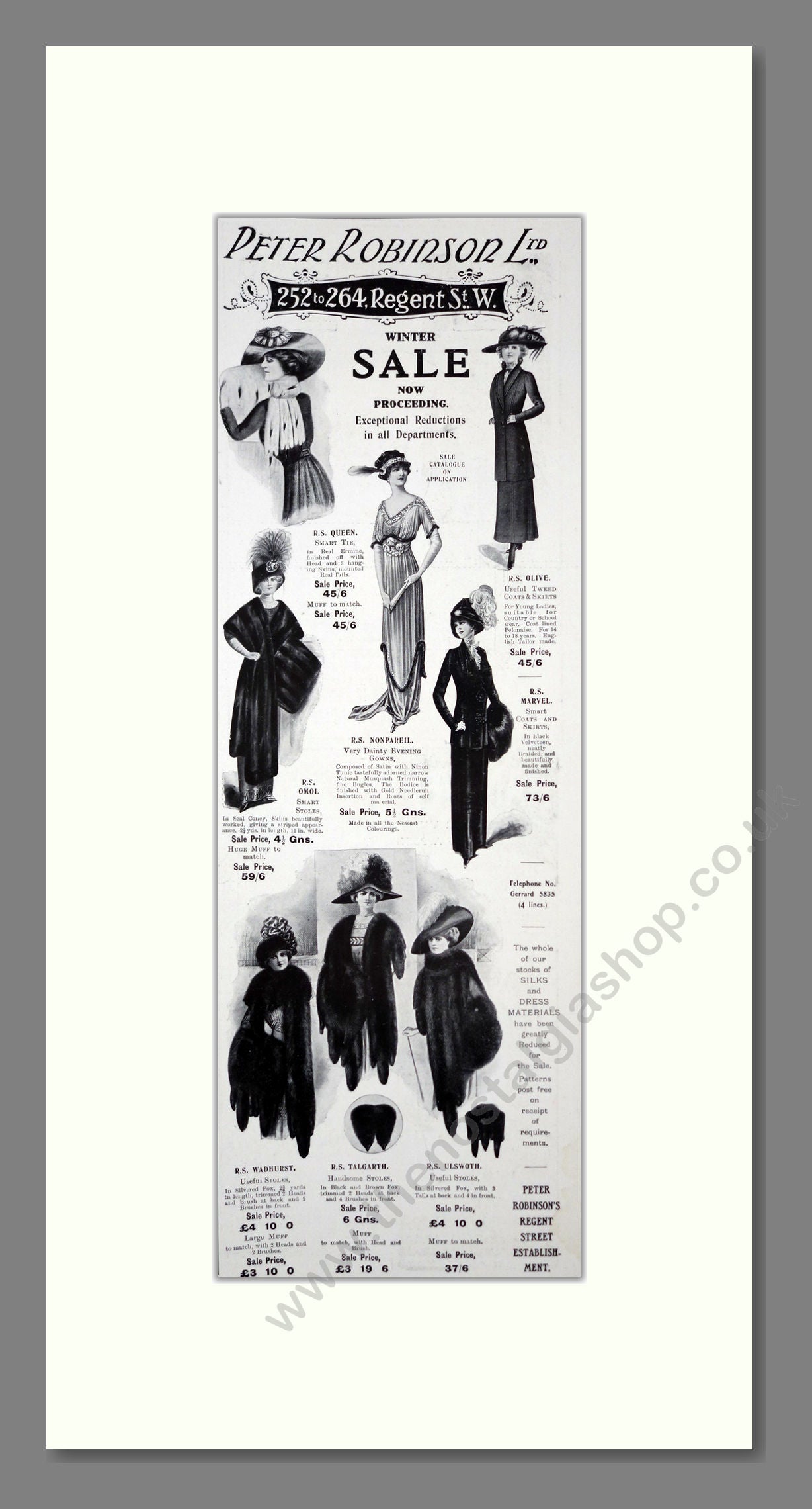 Peter Robinson - Fashion. Vintage Advert 1911 (ref AD201288)