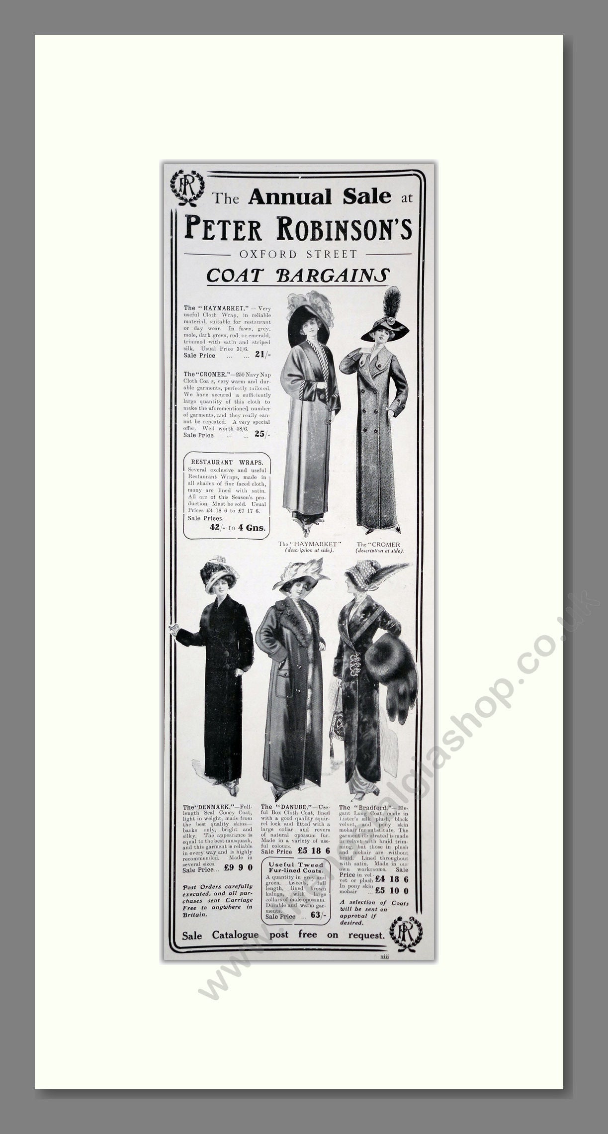 Peter Robinson - Fashion. Vintage Advert 1912 (ref AD201290)