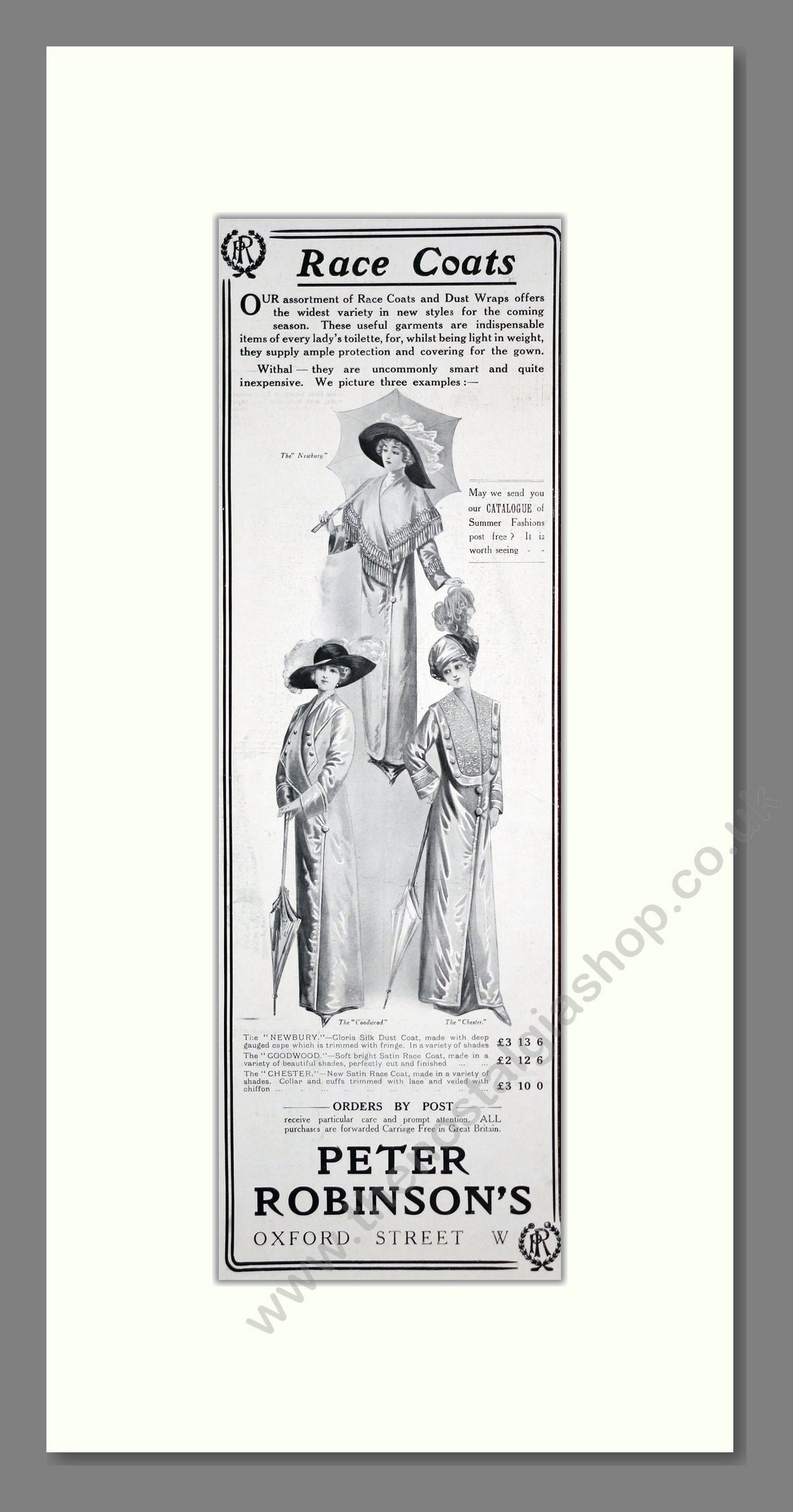 Peter Robinson - Fashion. Vintage Advert 1912 (ref AD201292)