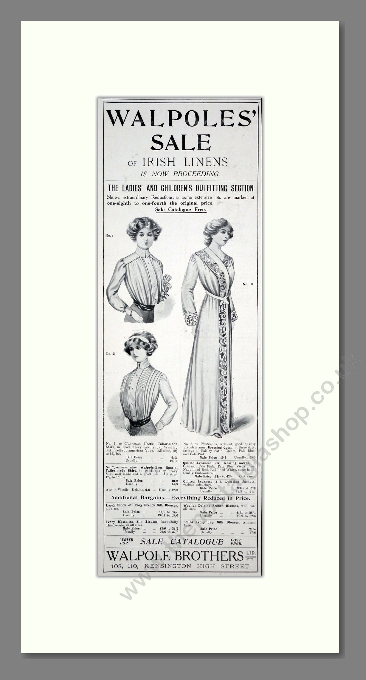 Walpoles - Fashion. Vintage Advert 1911 (ref AD201295)