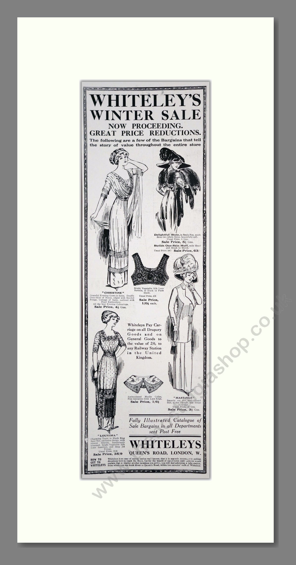 Whiteleys - Fashion. Vintage Advert 1911 (ref AD201296)