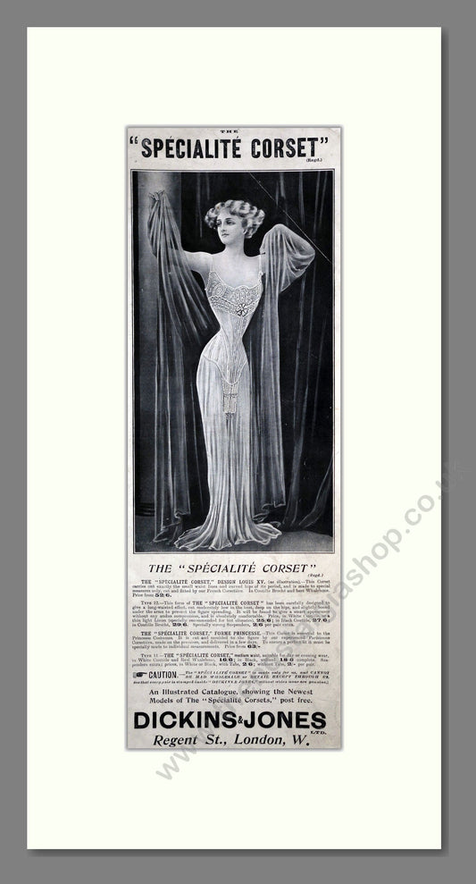 Dickins And Jones - Specialite Corset. Vintage Advert 1909 (ref AD201309)