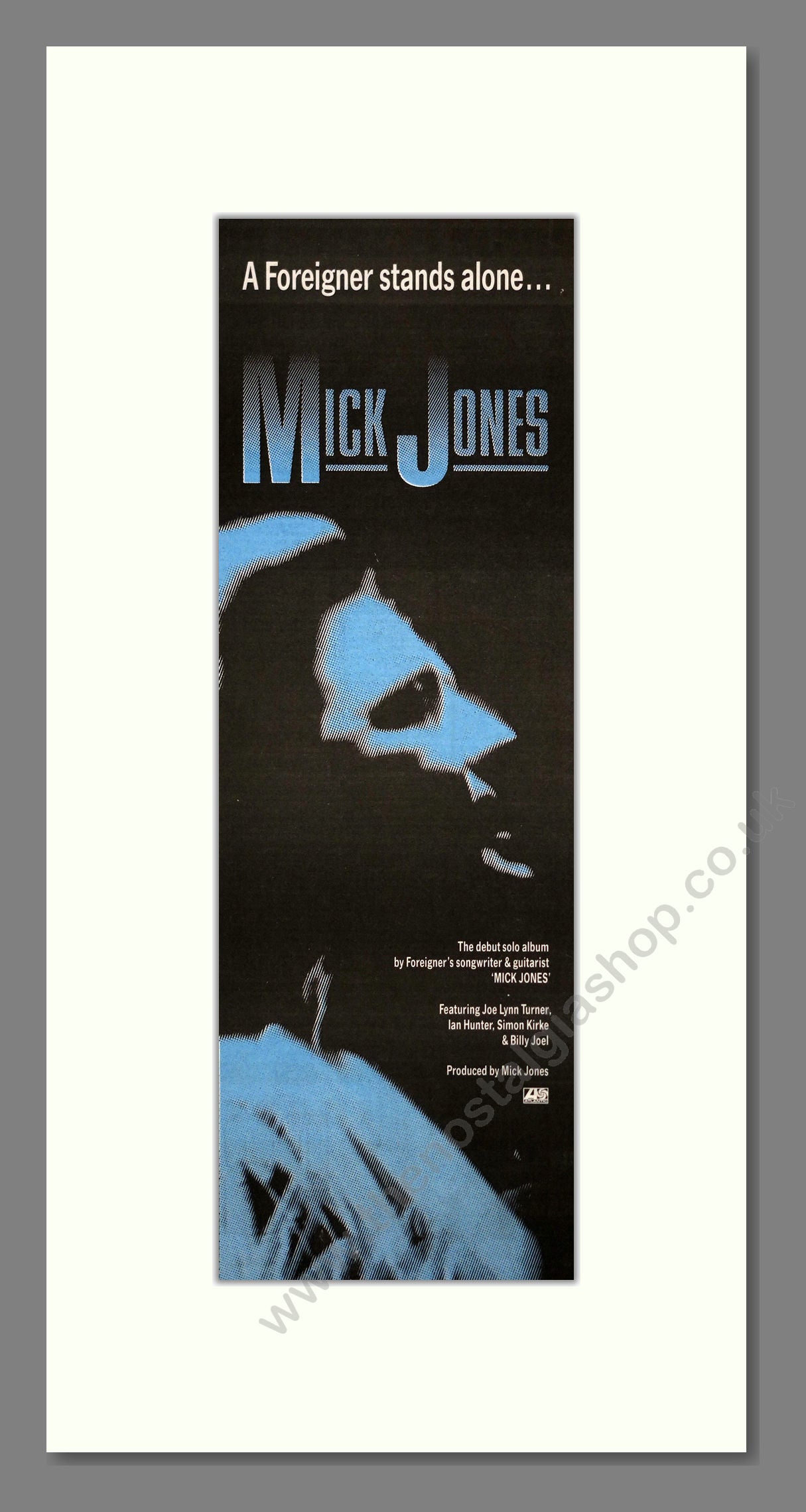 Mick Jones - A Foreigner Stands Alone. Vintage Advert 1989 (ref AD201322)