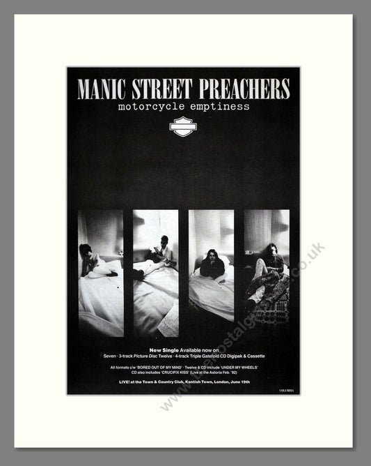 Manic Street Preachers - Motorcycle Emptiness. Vintage Advert 1992 (ref AD17640)