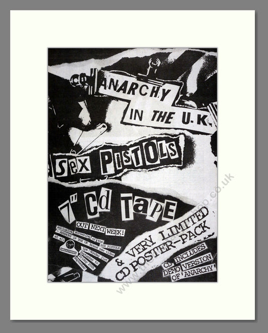 Sex Pistols - Anarchy In The UK. Vintage Advert 1992 (ref AD17647)