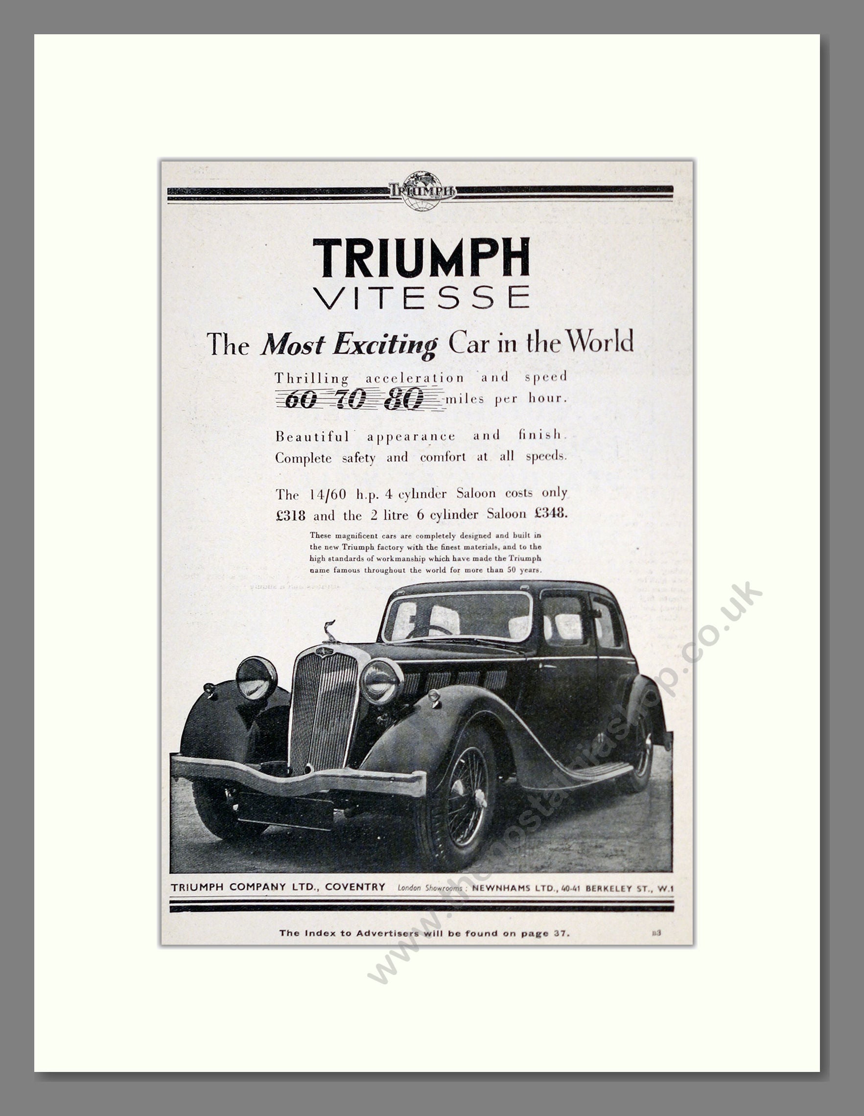 Triumph - Vitesse. Vintage Advert 1936 (ref AD61206)