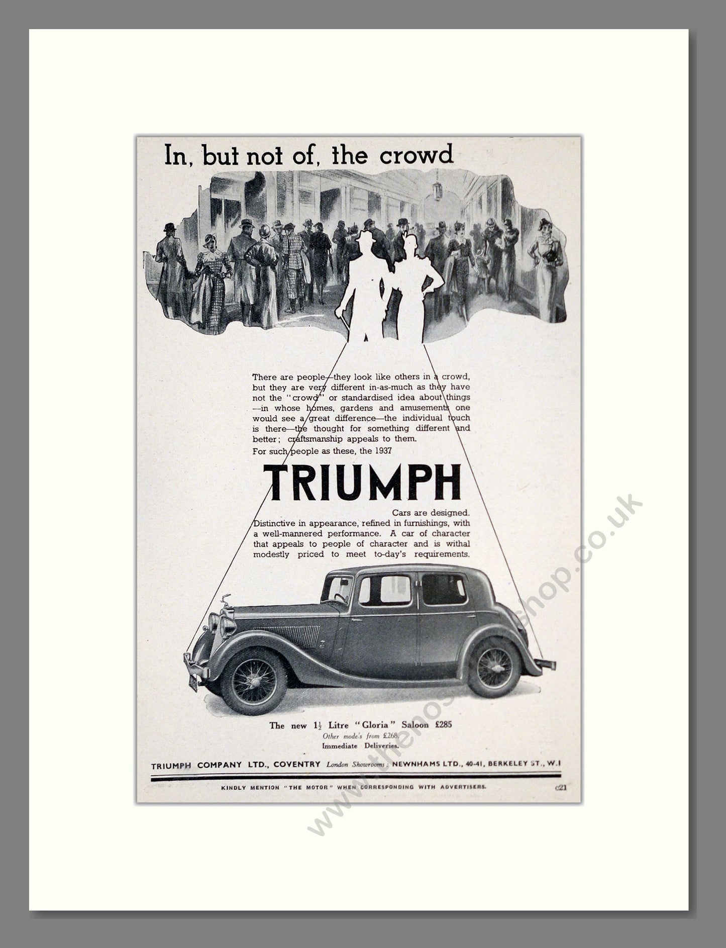 Triumph - Gloria. Vintage Advert 1937 (ref AD61209)