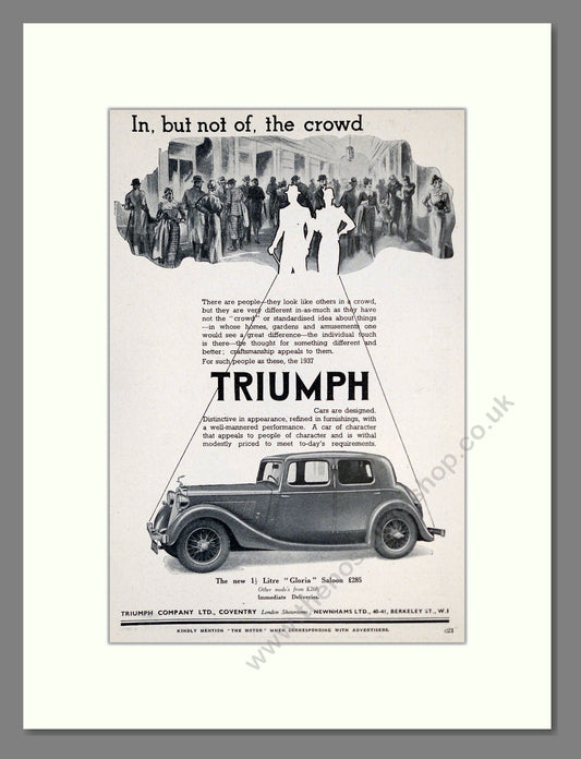Triumph - Gloria. Vintage Advert 1937 (ref AD61209)
