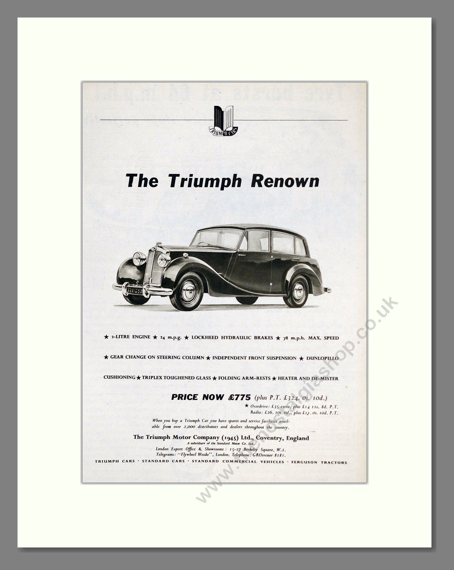 Triumph - Renown. Vintage Advert 1953 (ref AD61217)