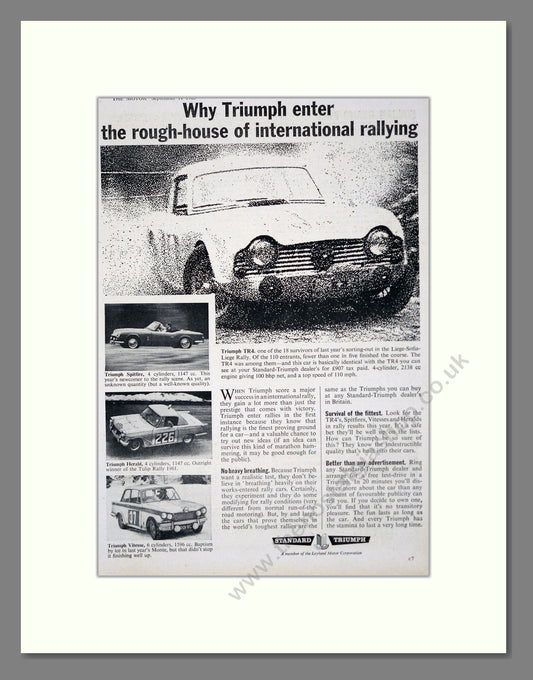 Triumph - Rallying Spitfire / Herald / Vitesse. Vintage Advert 1963 (ref AD61225)