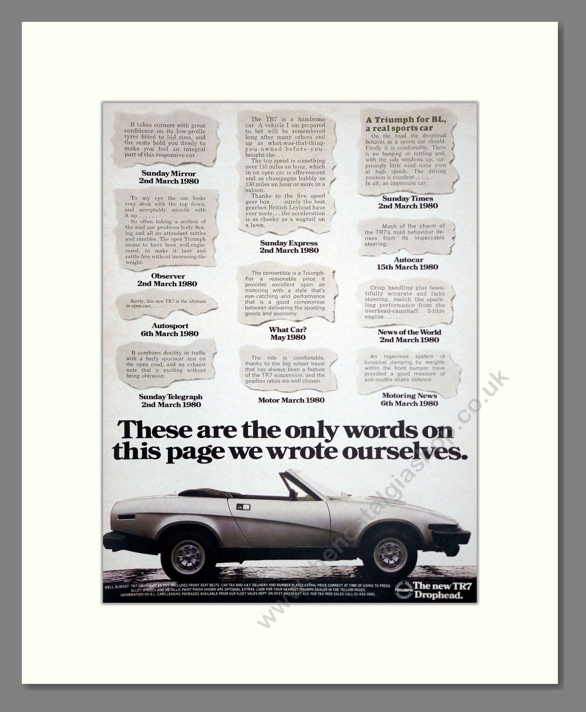 Triumph - TR7. Vintage Advert 1980 (ref AD61237)