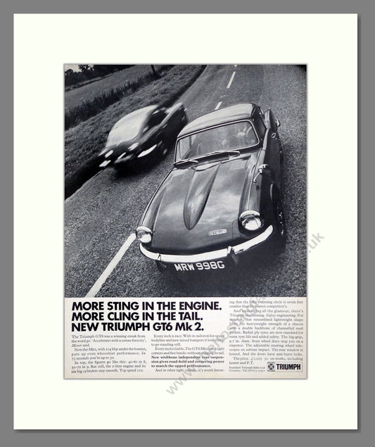 Triumph - GT6 Mk2. Vintage Advert 1968 (ref AD61247)