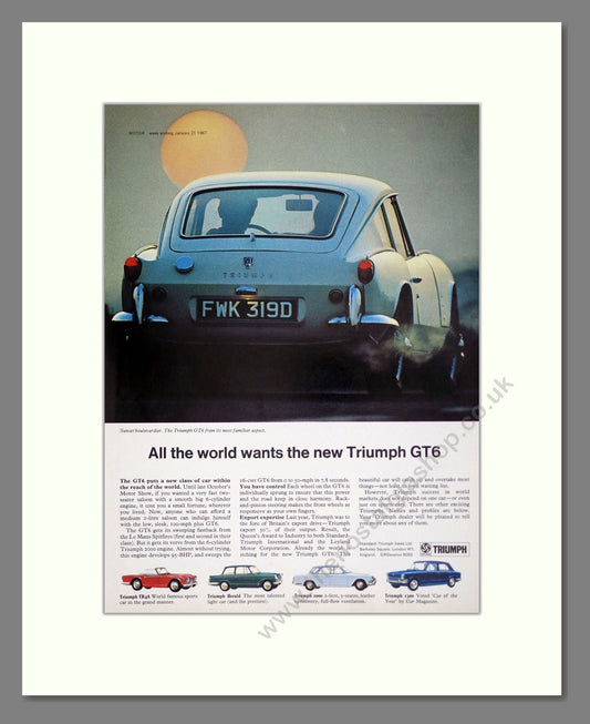 Triumph - GT6. Vintage Advert 1967 (ref AD61248)