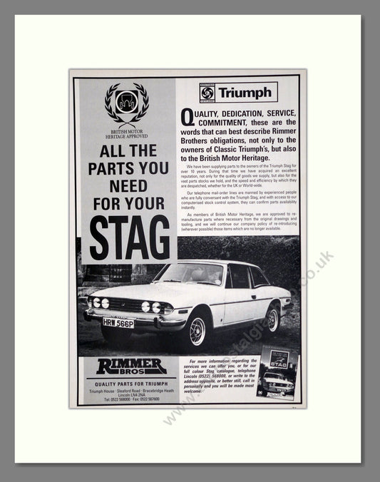 Triumph - Stag. Vintage Advert 1993 (ref AD61251)