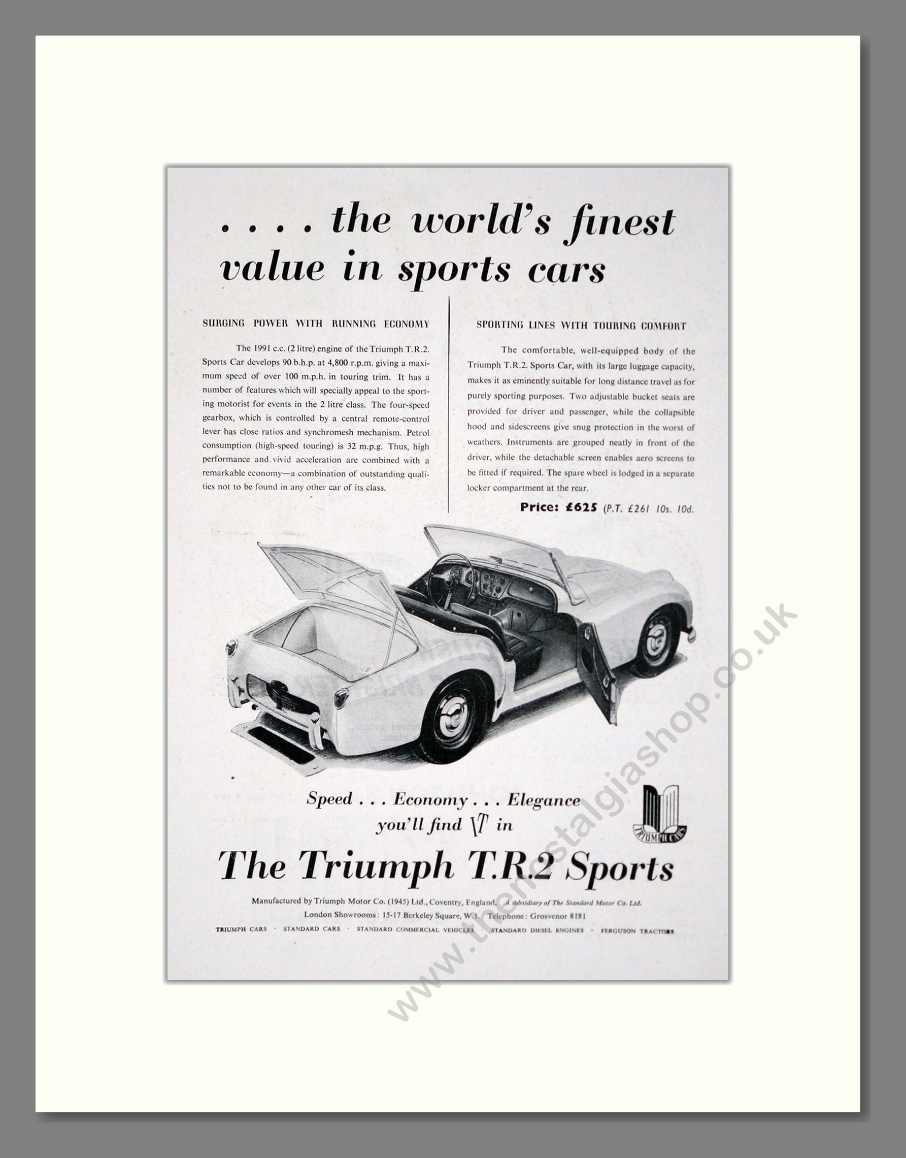 Triumph - TR2 Sports. Vintage Advert 1955 (ref AD61258)