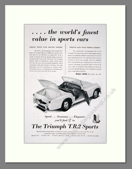 Triumph - TR2 Sports. Vintage Advert 1955 (ref AD61258)