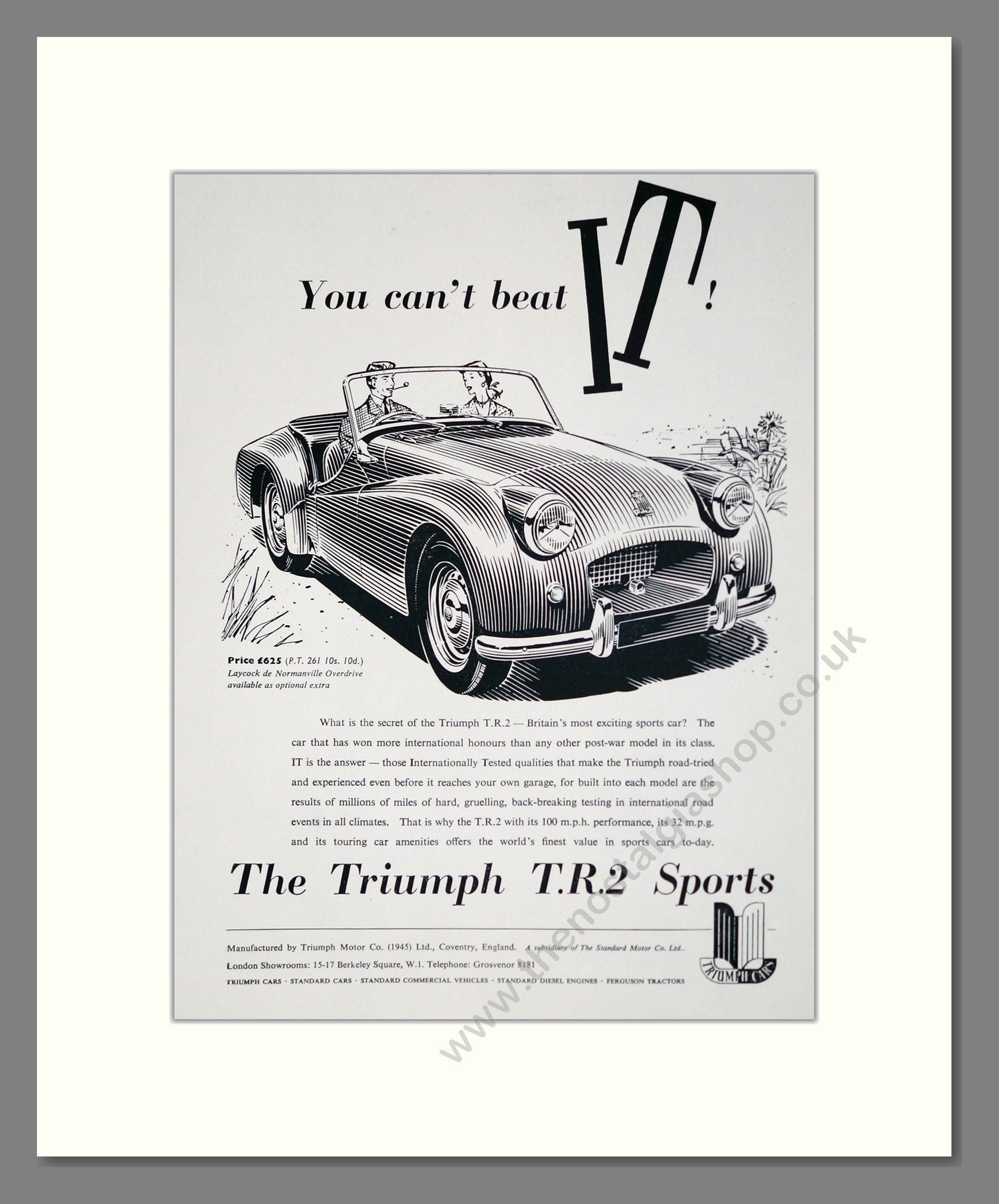 Triumph - TR2 Sports. Vintage Advert 1955 (ref AD61260)