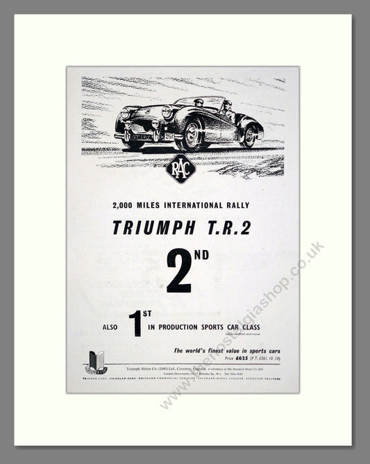 Triumph - TR2 Sports. Vintage Advert 1955 (ref AD61262)