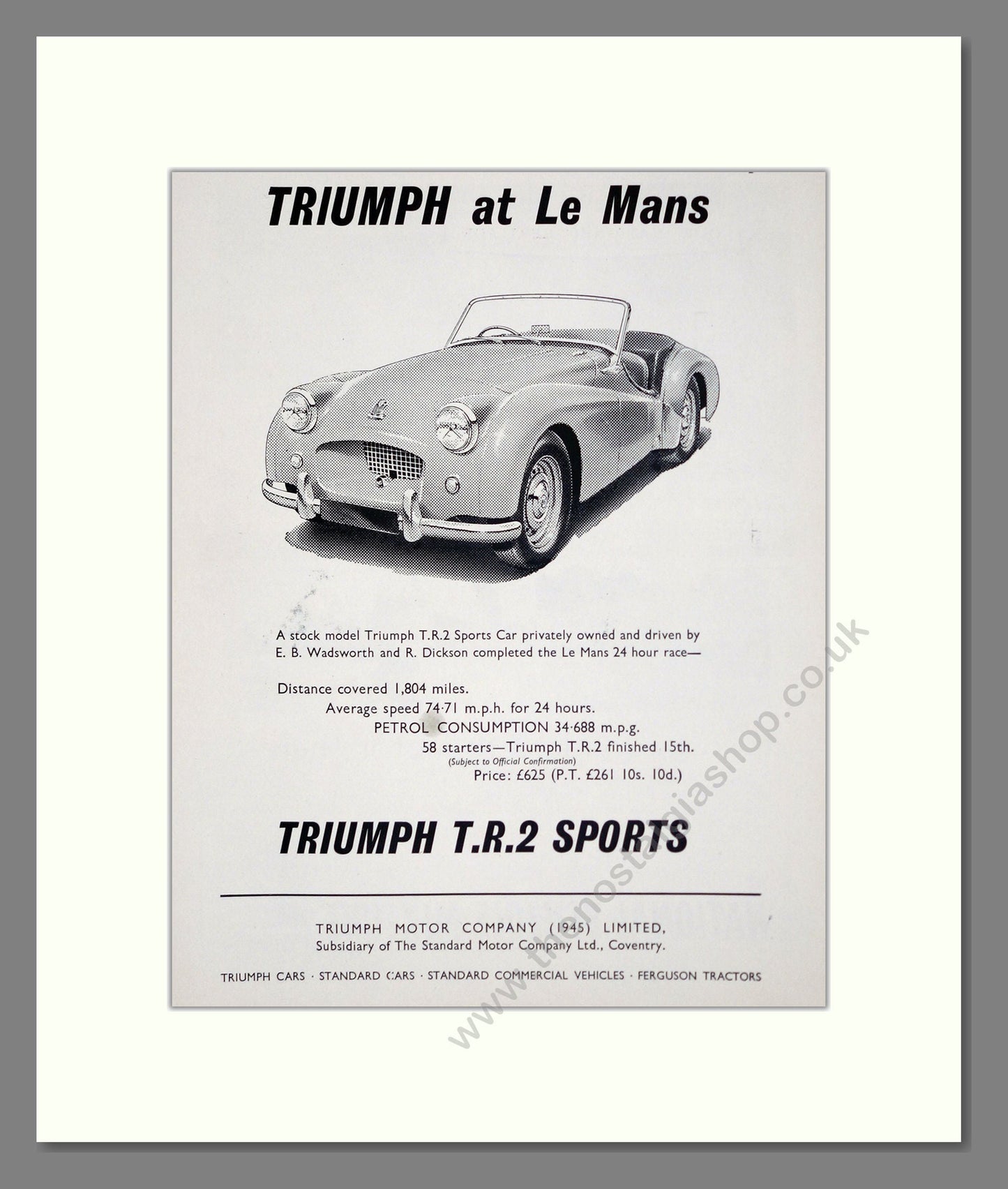 Triumph - TR2 Sports. Vintage Advert 1954 (ref AD61263)
