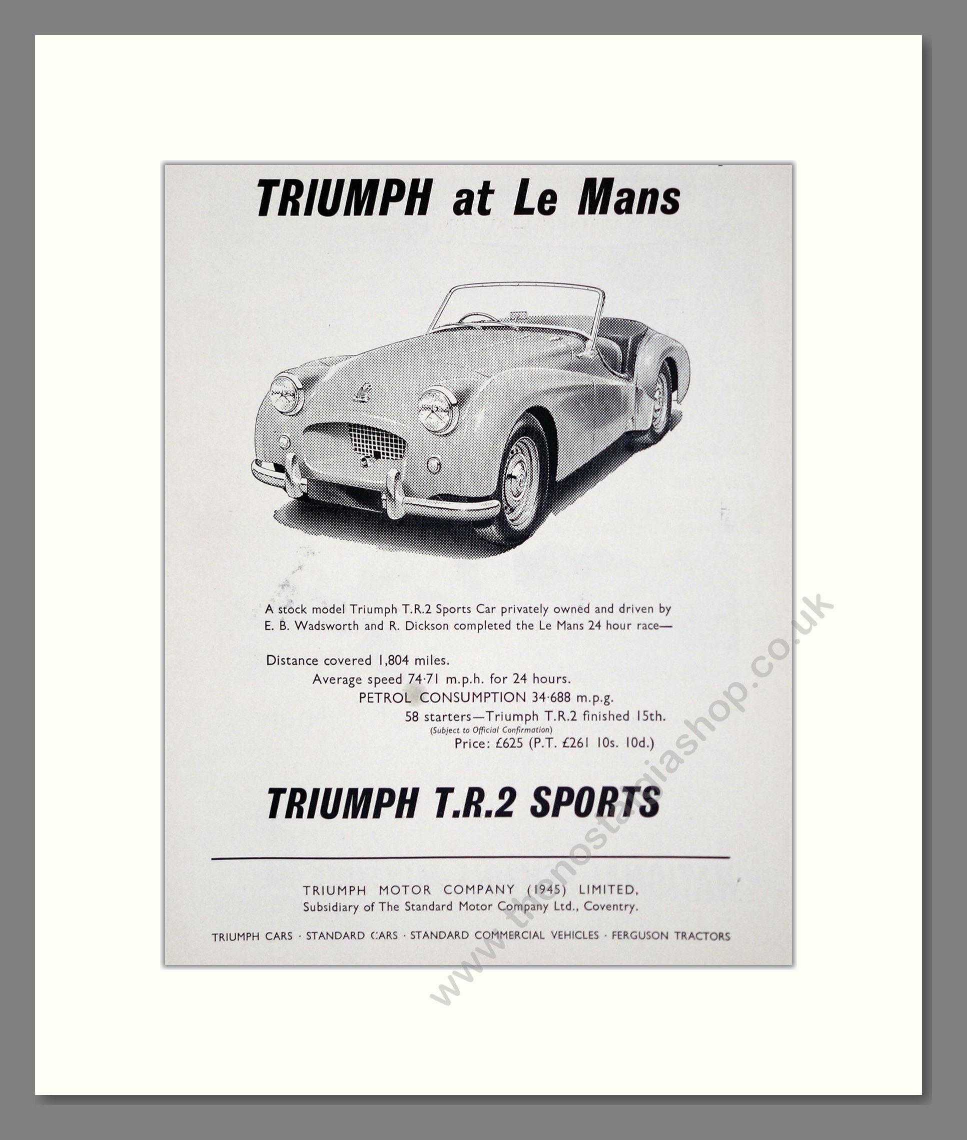 Triumph - TR2 Sports. Vintage Advert 1954 (ref AD61263)