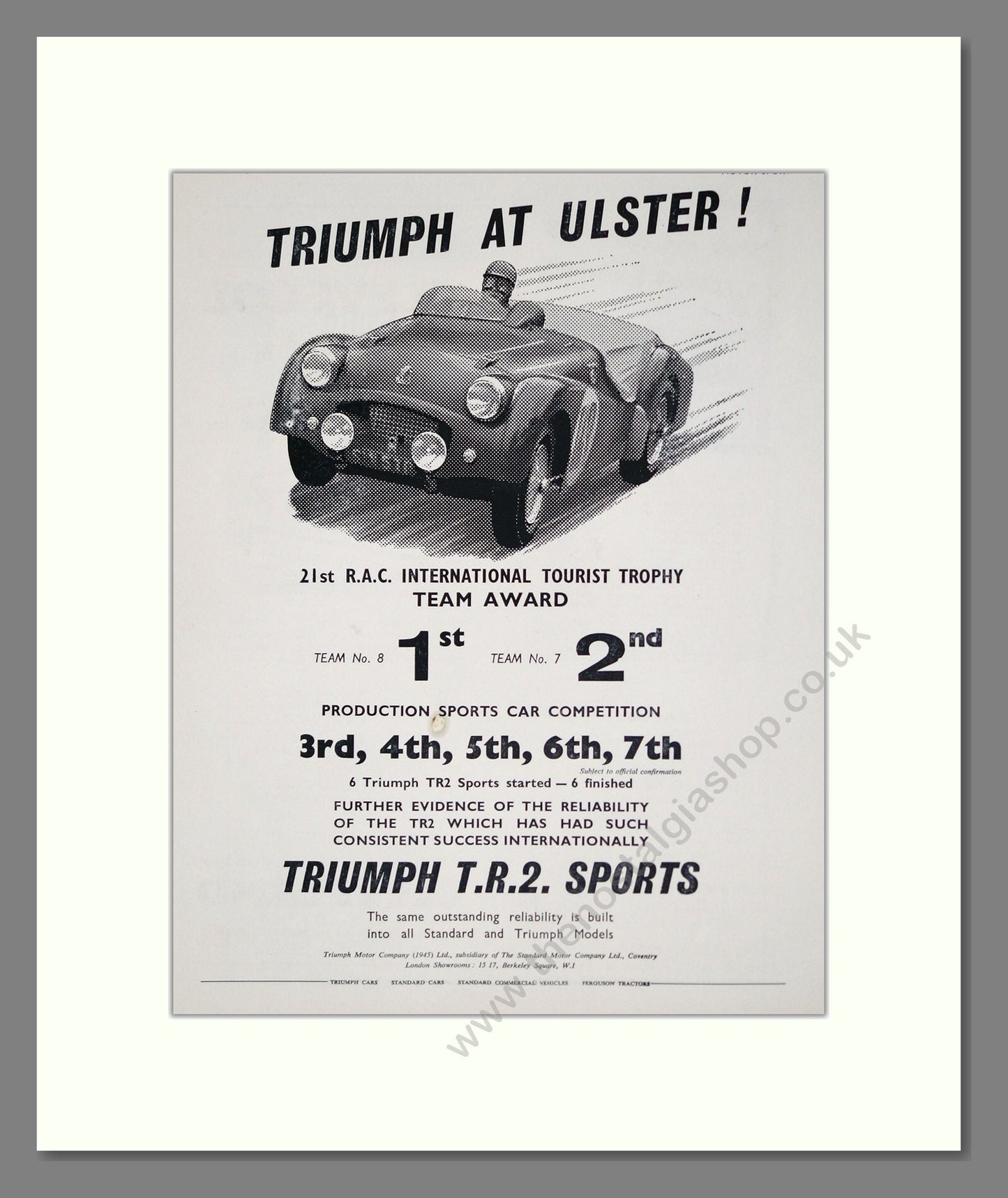 Triumph - TR2 Sports. Vintage Advert 1954 (ref AD61264)