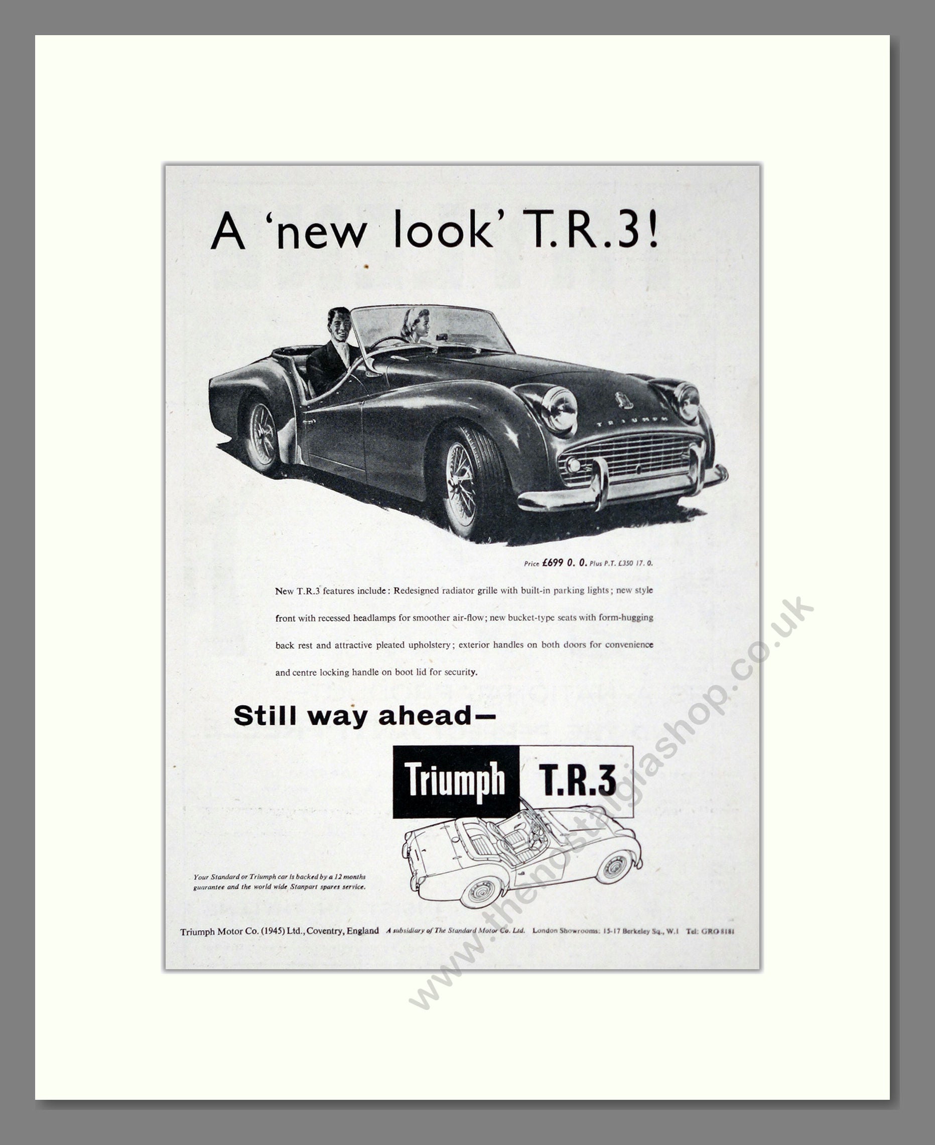 Triumph - TR3. Vintage Advert 1958 (ref AD61268)