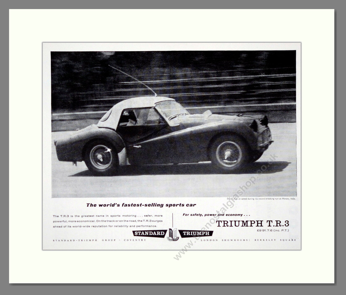 Triumph - TR3. Vintage Advert 1960 (ref AD61270)