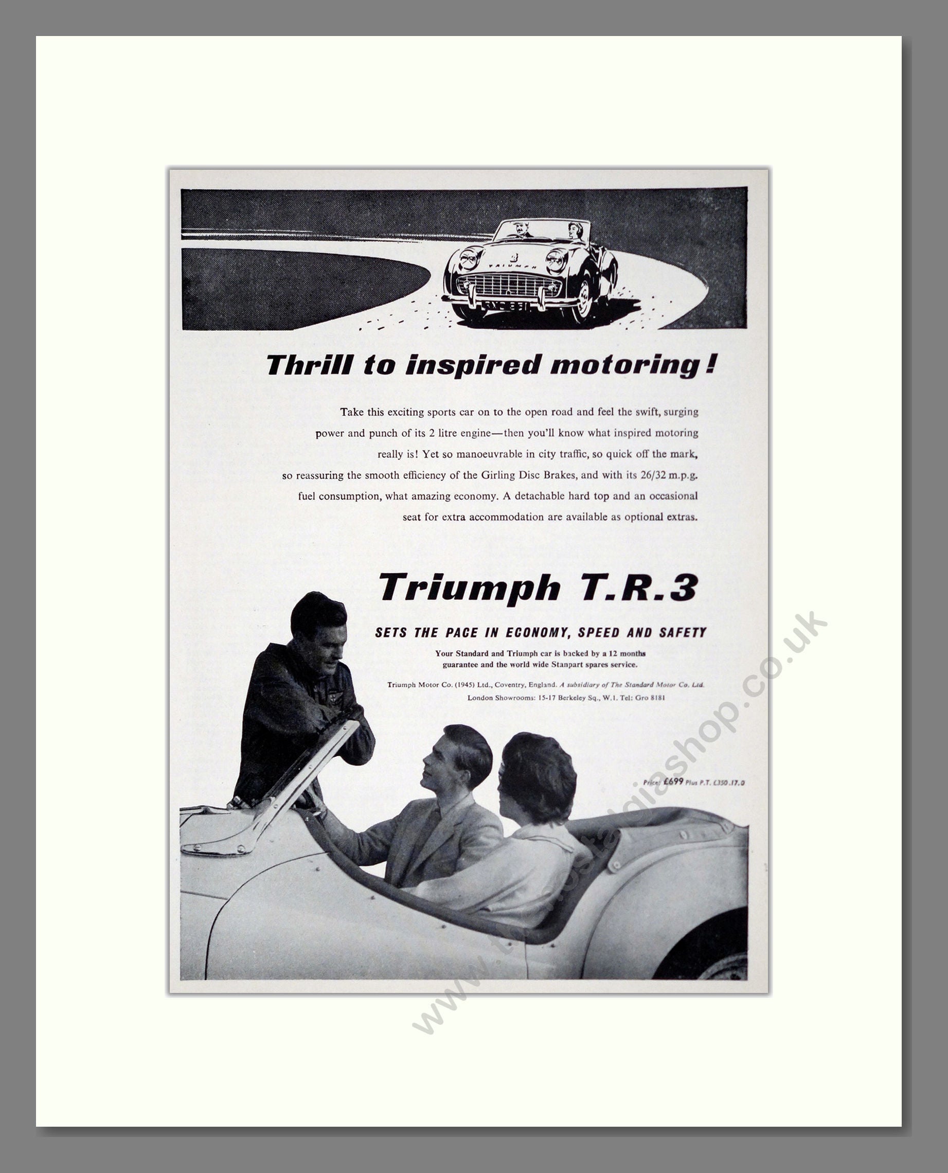 Triumph - TR3. Vintage Advert 1958 (ref AD61271)