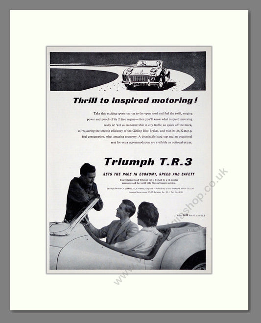 Triumph - TR3. Vintage Advert 1958 (ref AD61271)