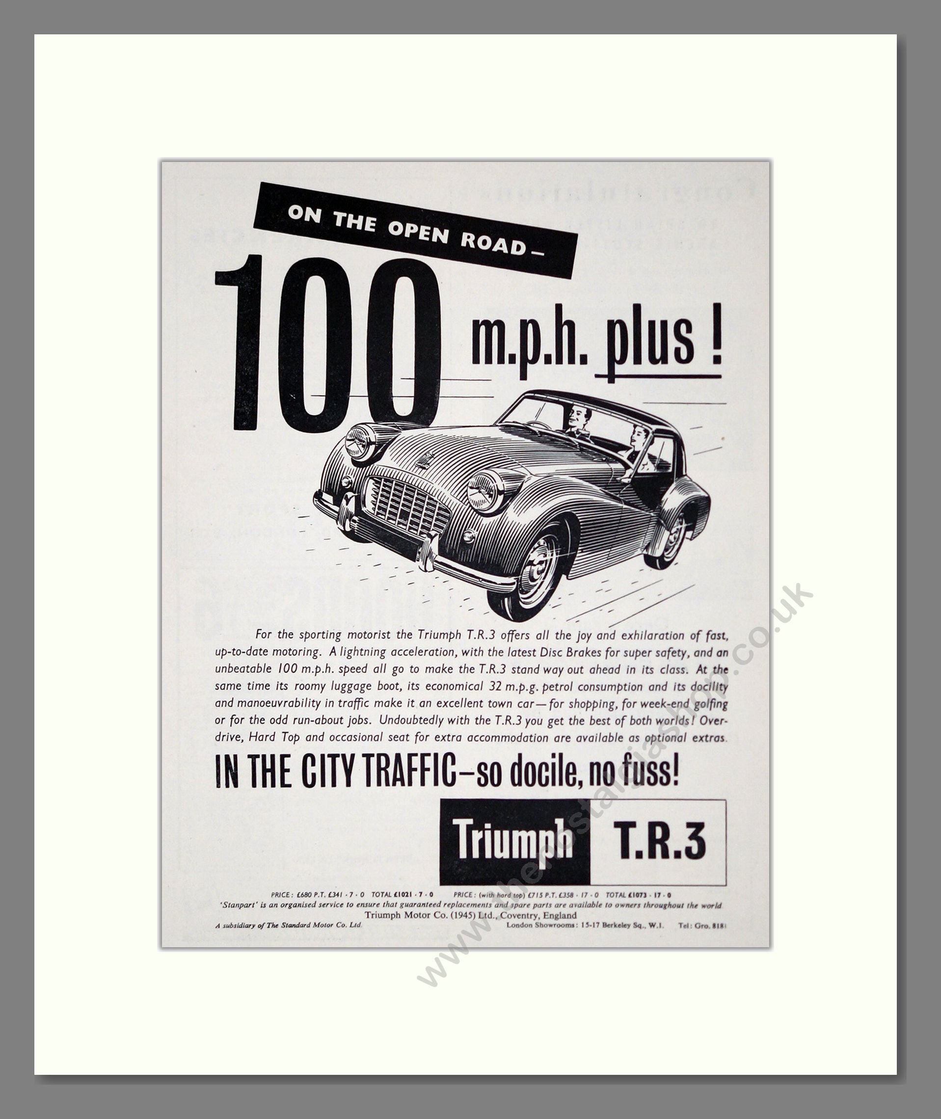Triumph - TR3. Vintage Advert 1957 (ref AD61273)