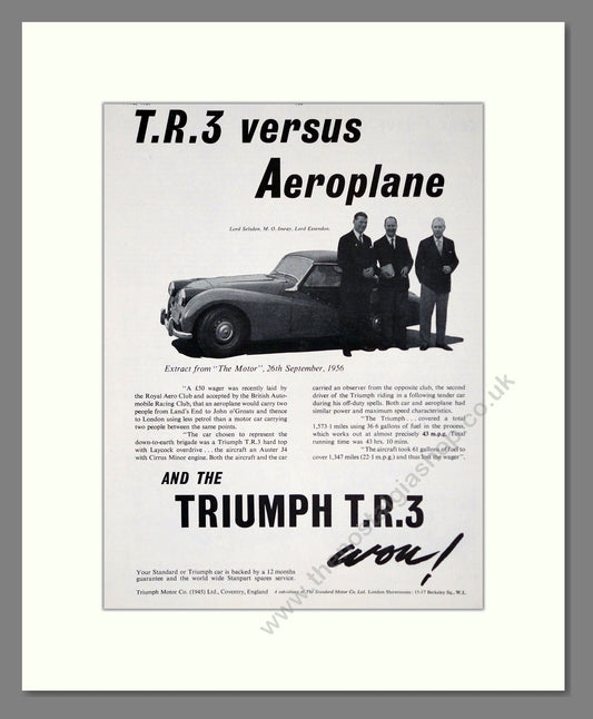 Triumph - TR3. Vintage Advert 1957 (ref AD61278)