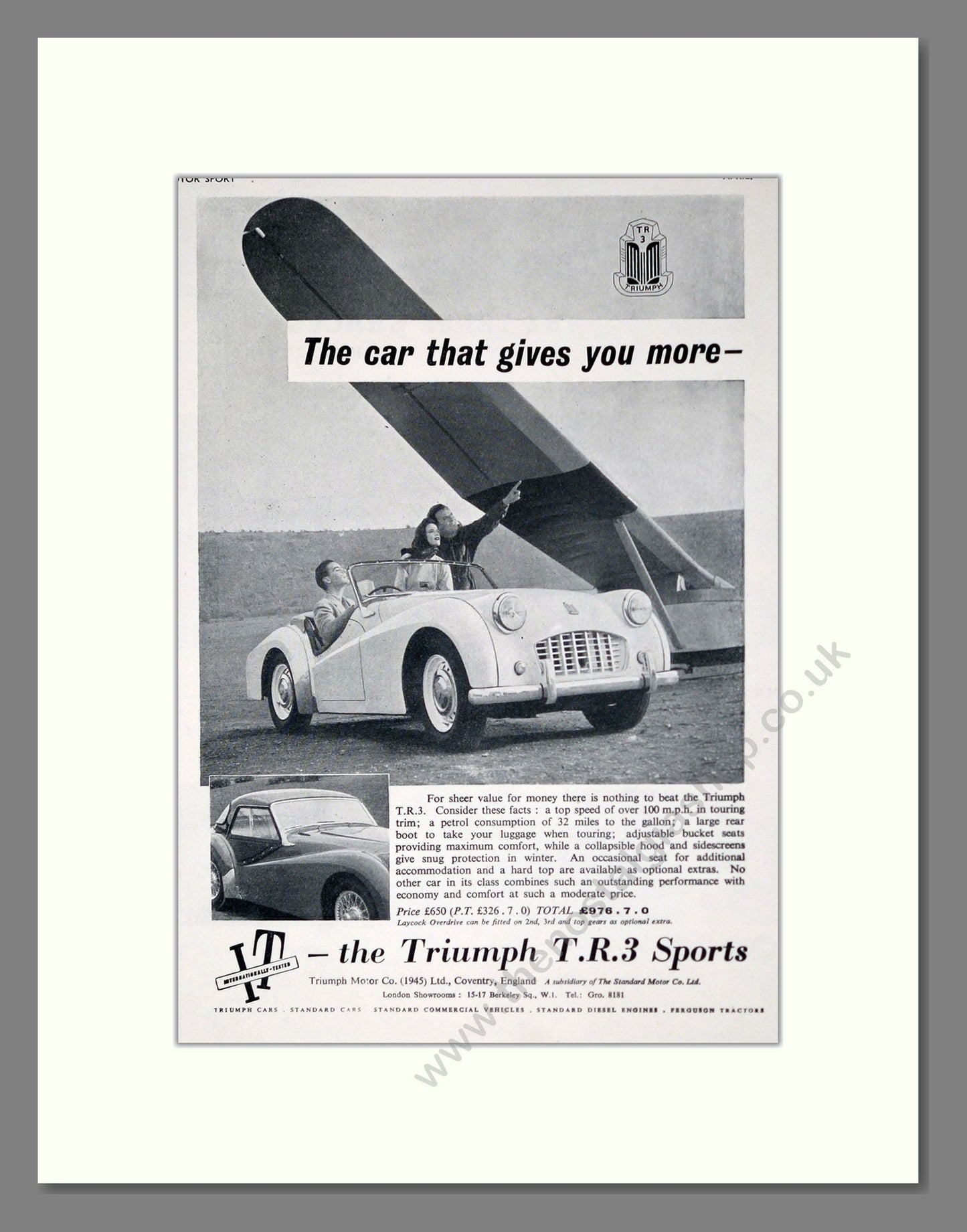Triumph - TR3 Sports. Vintage Advert 1956 (ref AD61279)