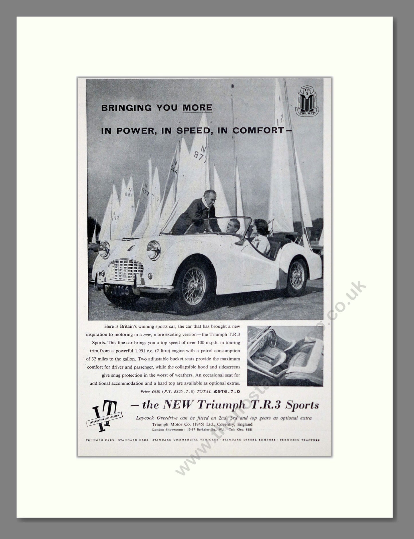 Triumph - TR3 Sports. Vintage Advert 1956 (ref AD61282)