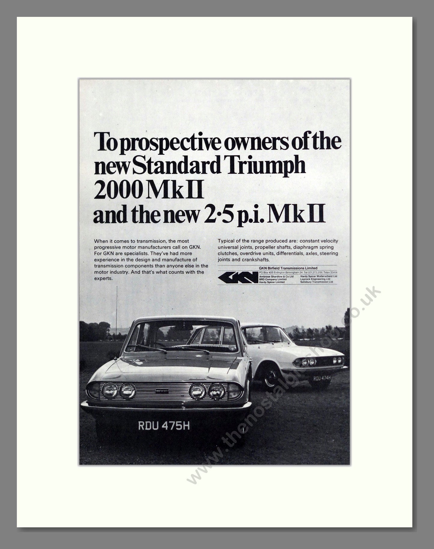 Triumph - 2000 Mk2 / 2.5 PI Mk2. Vintage Advert 1969 (ref AD61289)