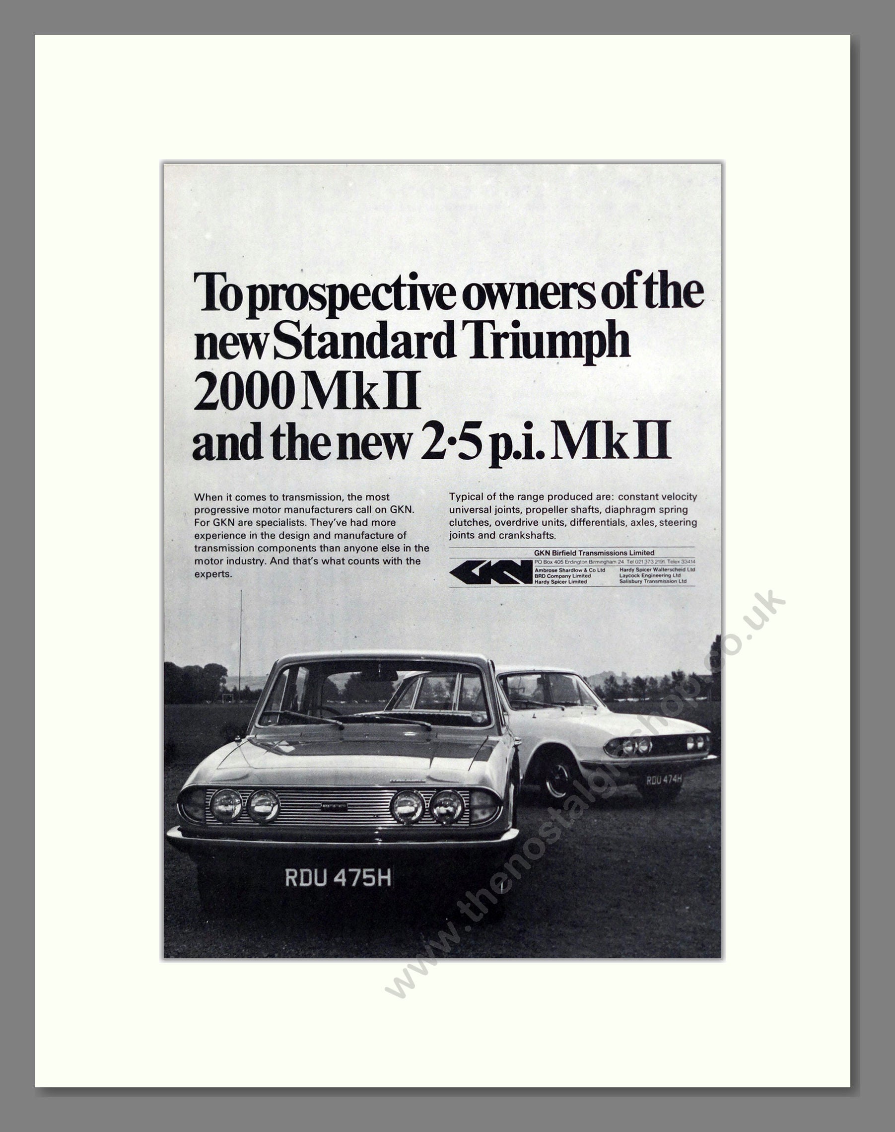 Triumph - 2000 Mk2 / 2.5 PI Mk2. Vintage Advert 1969 (ref AD61289)