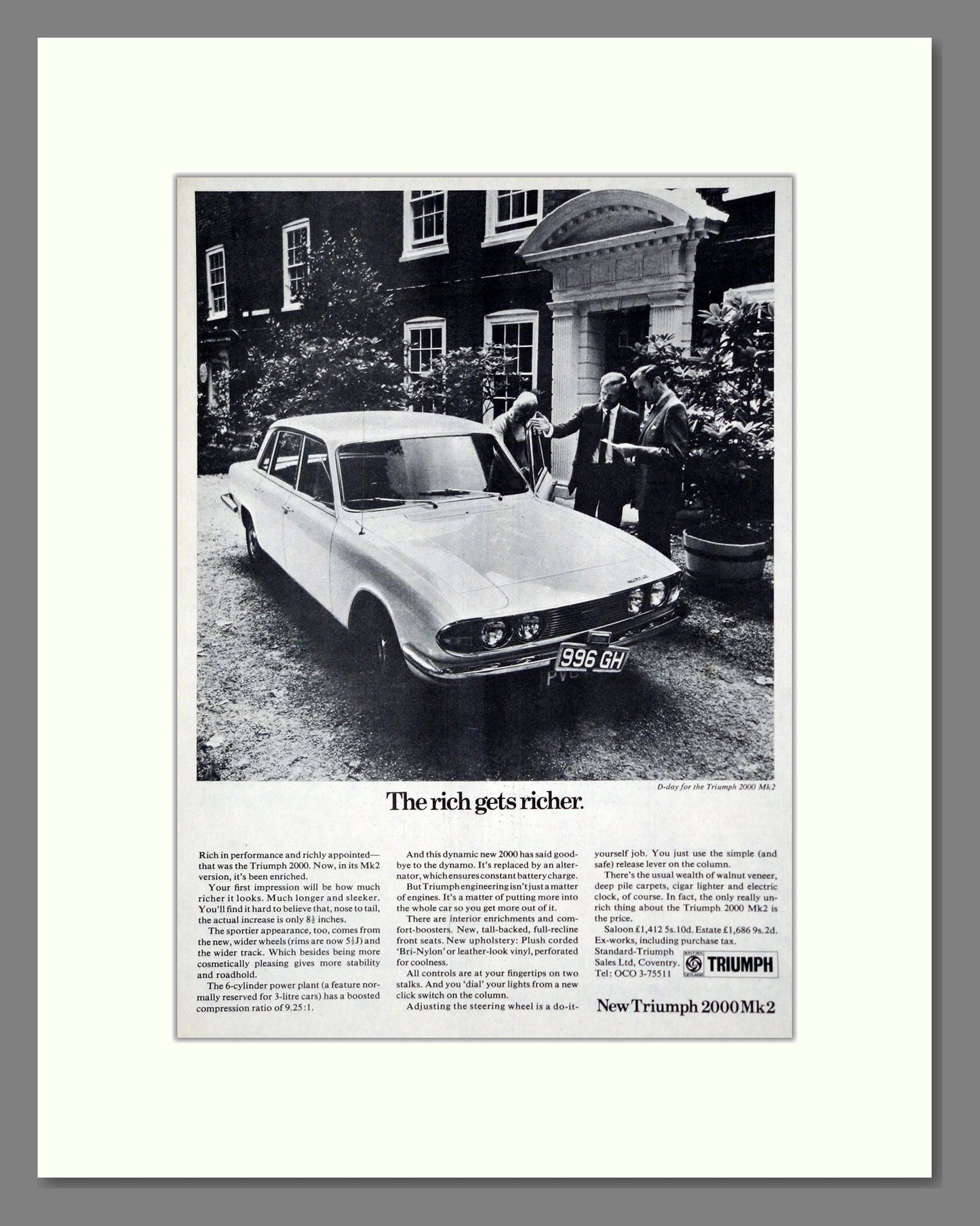 Triumph - 2000 MK2. Vintage Advert 1969 (ref AD61291)