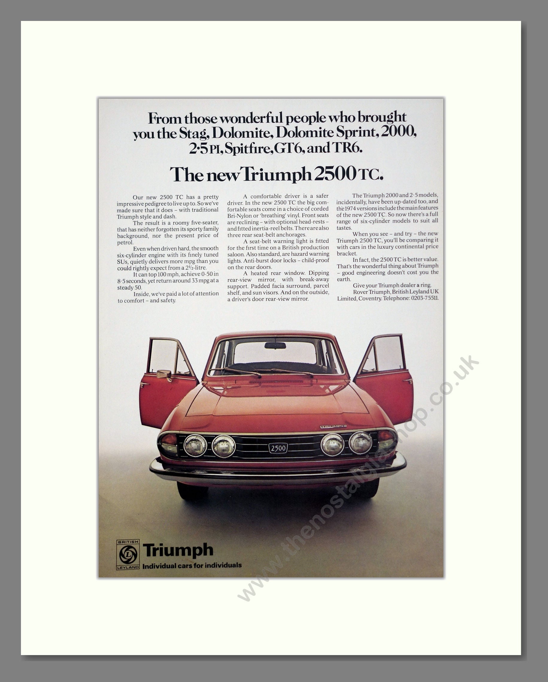 Triumph - 2500 TC. Vintage Advert 1974 (ref AD61297)
