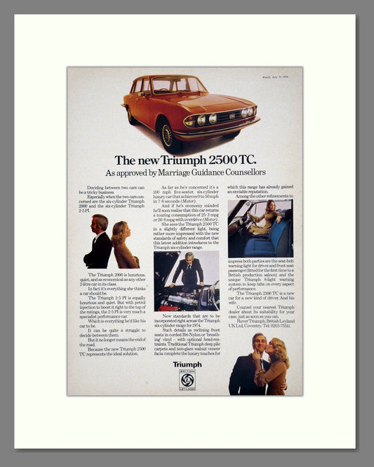 Triumph - 2500 TC. Vintage Advert 1974 (ref AD61308)
