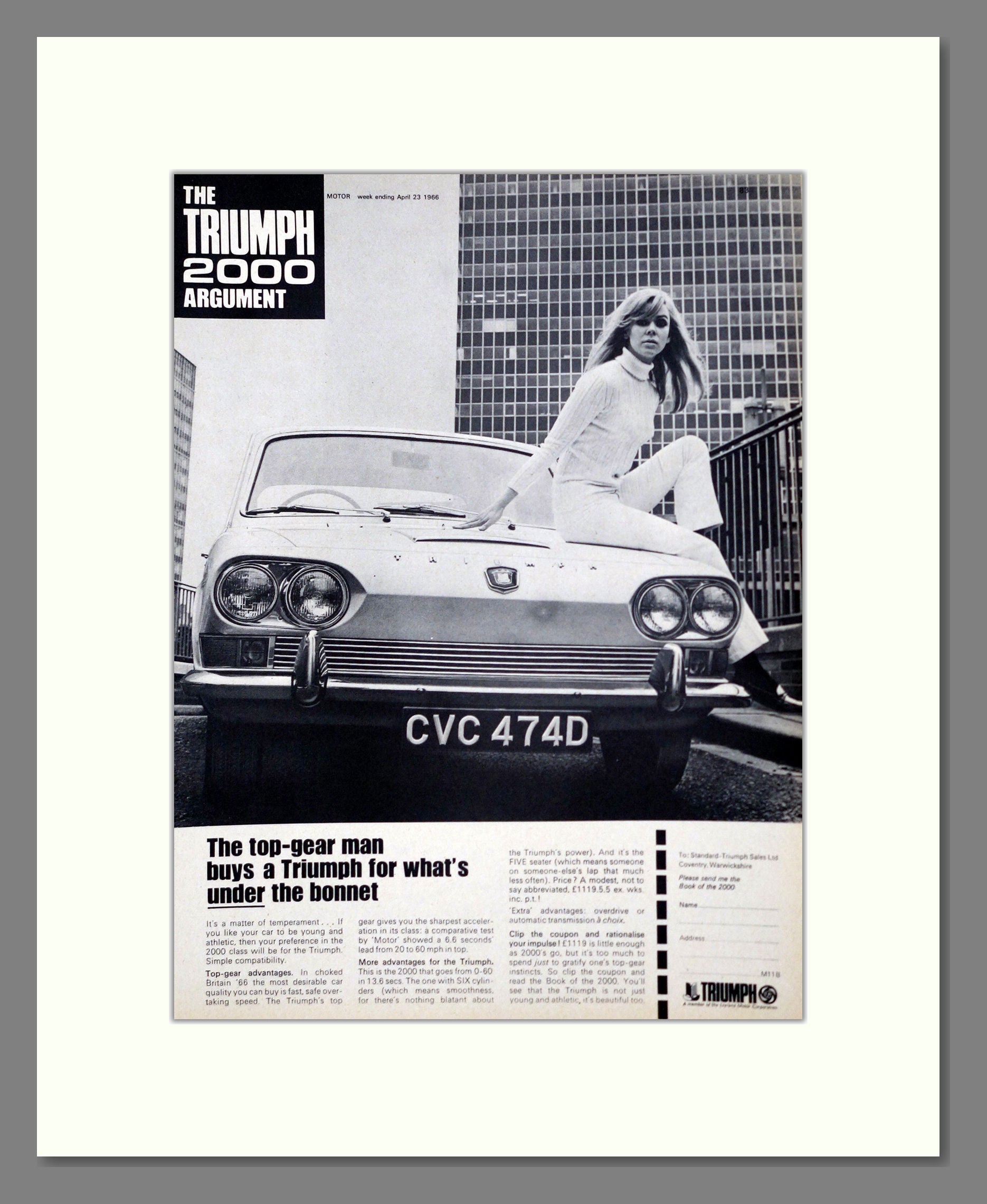 Triumph - 2000. Vintage Advert 1966 (ref AD61327)